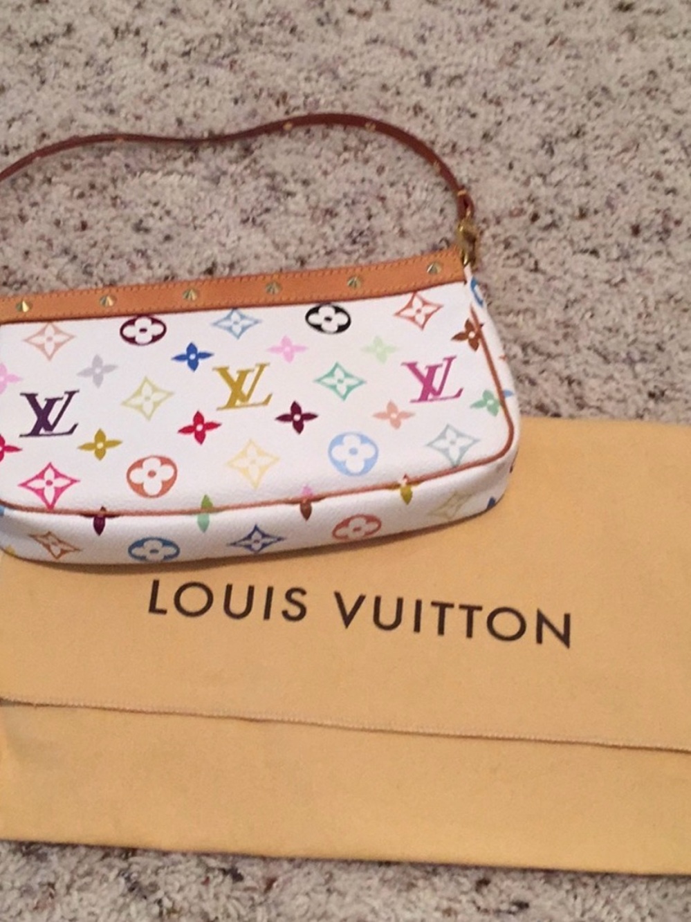 Louis Vuitton Multicolor Monogram White Canvas Shoulder Pochette